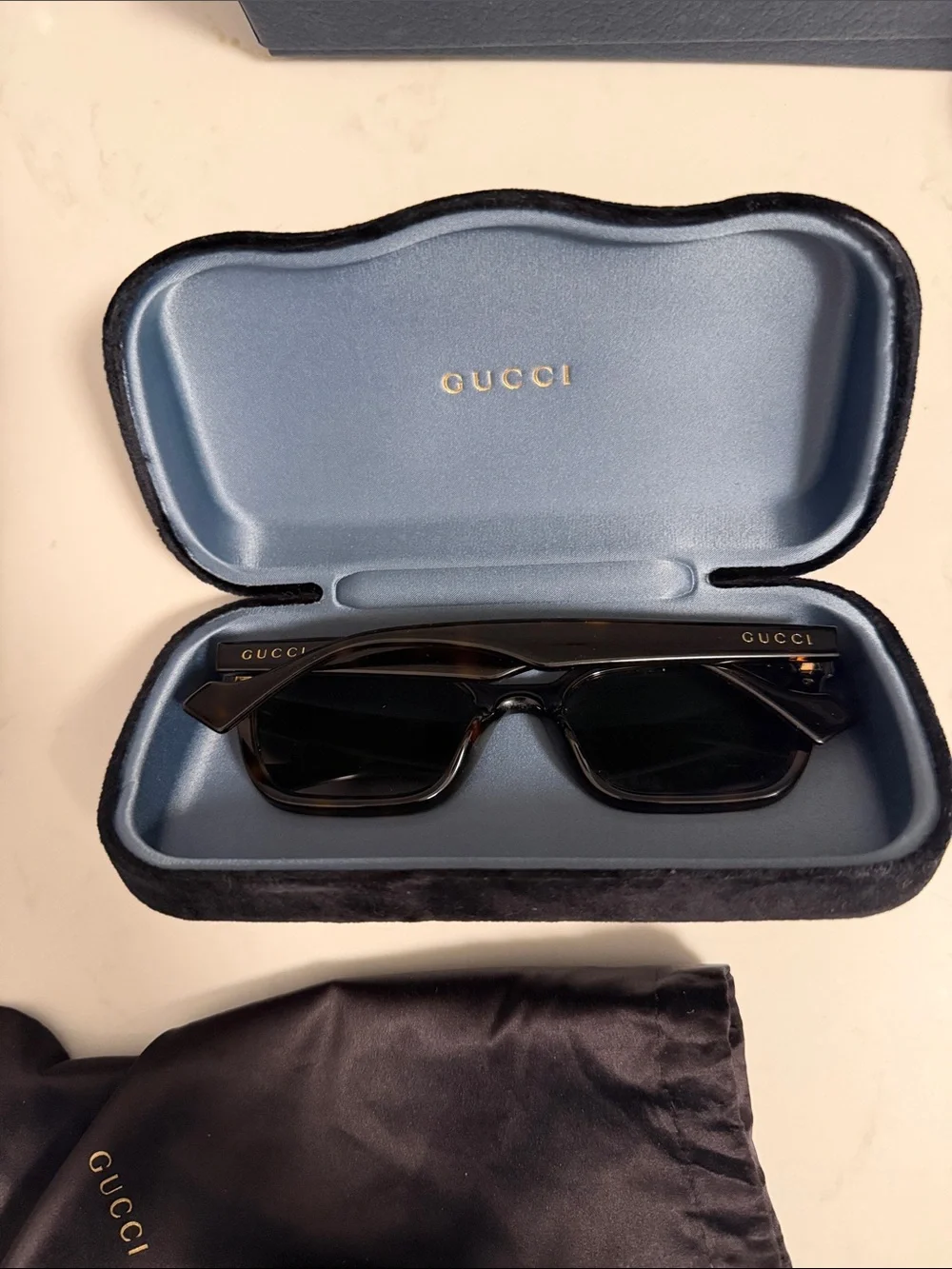 Gucci GG1177S 002 Havana Rectangle Sunglasses w/ Case & Dust Bag